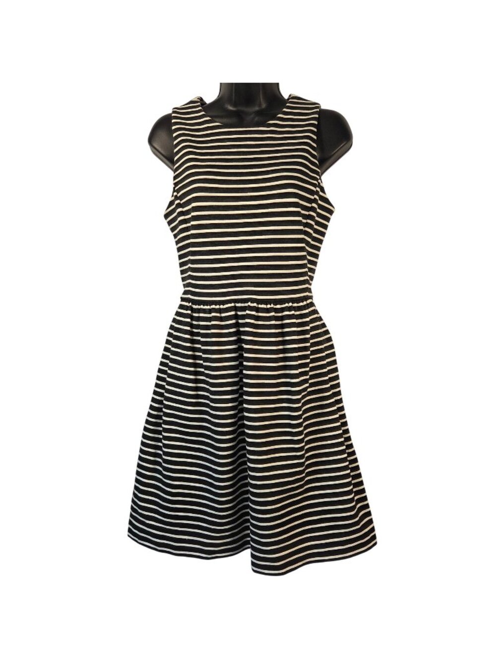 J. Crew Factory Daybreak Black & White Striped Sleeveless Fit & Flare Dress XS